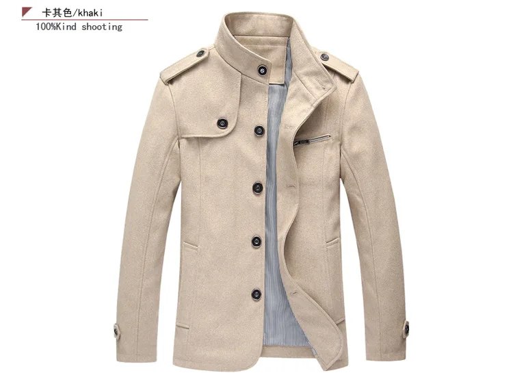 Мужская одежда, Тренч, пальто средней длины, стоячий воротник ...