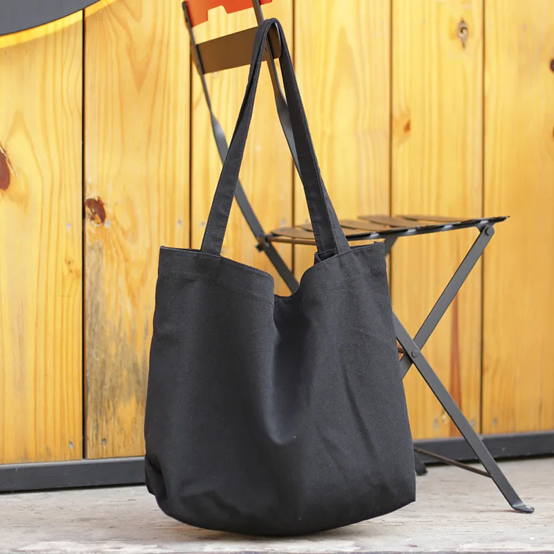 Ougger Women Large Capacity Shoulder Bags Handbags High Quality Brown Canvas Soft Solid Open Vintage Shopping Bag Casual Tote