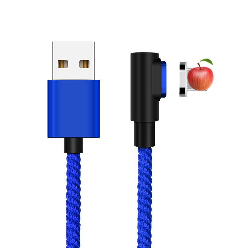 Магнитный кабель 1 м/2 м, быстрый 3A для iPhone Micro usb type C, магнитный шнур для зарядки телефона - Цвет: Blue for Iphone