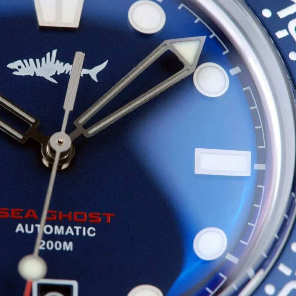 Heimdallr Watch Titanium Sea Ghost NTTD NH35 Automatic Mechanical C3 Luminous Steel Nylon White Black Dial 200M Dive Watches Men