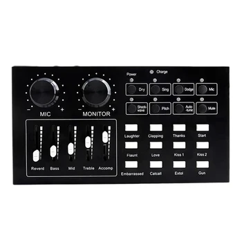 

HOT-External Sound Card for Headset Mic Mobile Phone Computer USB 1500Mah Recording Mixer for Live Broadcast K Song