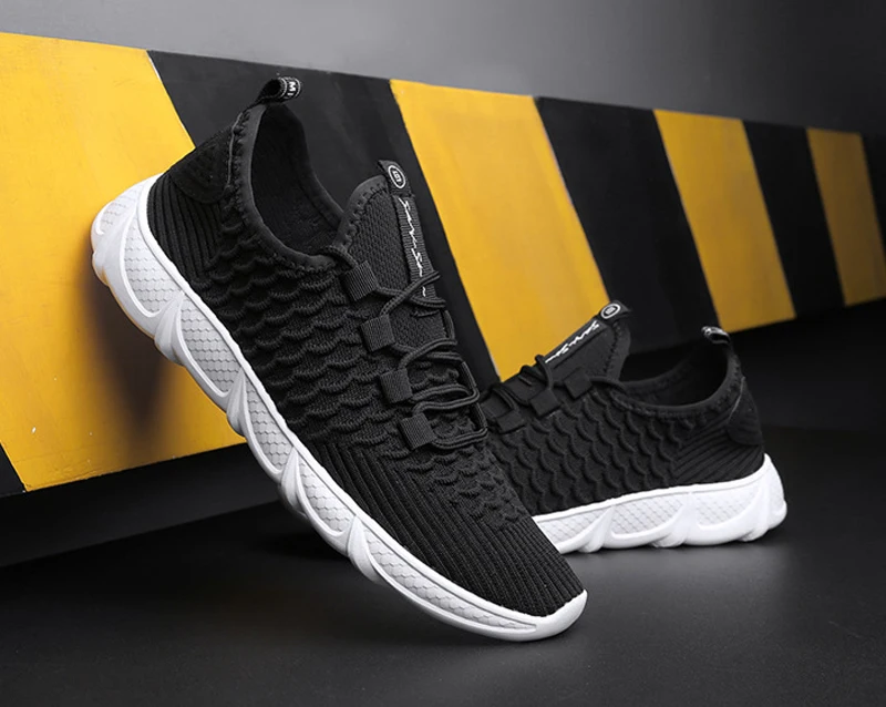 Shoes Men Flying Woven Men Sneakers Breathable Ichthyosis Net Sport Casual Running Shoes Man Air Mesh Flats Trainers Lightweight