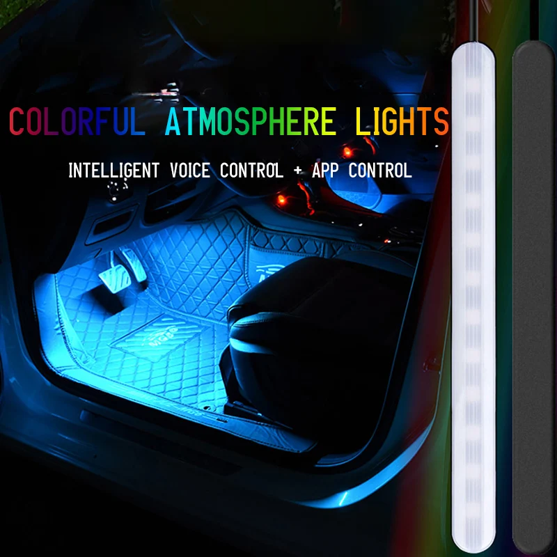 Светодиодный светильник для салона автомобиля, Напольная Лампа для ног, usb-сигаретный светильник er RGB, приложение, дистанционное управление голосовой музыкой, автоматический атмосферный светильник s
