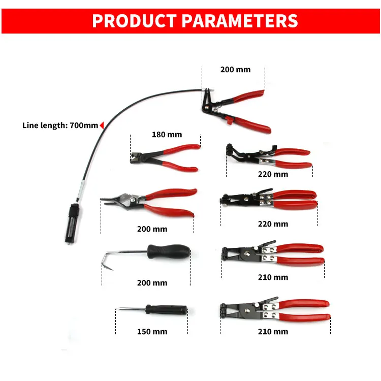 Auto Hose Clamp Ring Plier Set Flexible Wire Cable Type Joint Boot Clamps Remover Oil Seal Screwdriver Car Repairing Tools 9Pcs
