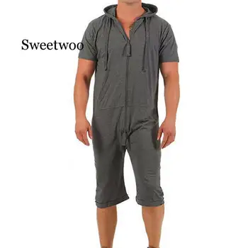 

2020 men's jumpsuit One-piece Man Playsuit Summer Zipper Short Sleeve Male Jumpsuit Streetwear Overalls