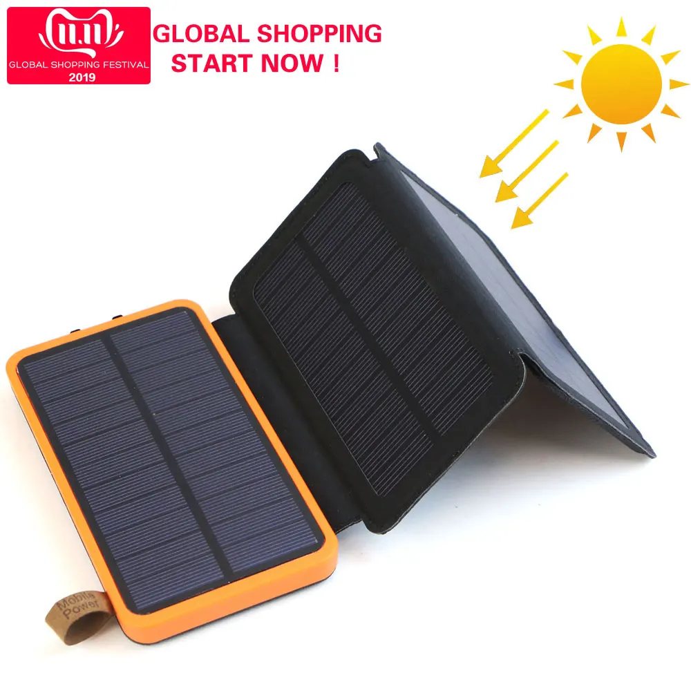 Meilleur Batterie externe batterie portable solaire résistant à L eau Téléphone Externe chargeur de batterie portable pour Huawei iPhone Samsung iPad.