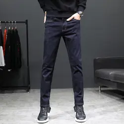 2019 Модные осенние новые мужские джинсы синие классические модные дизайнерские джинсы скинни мужские повседневные Высококачественные