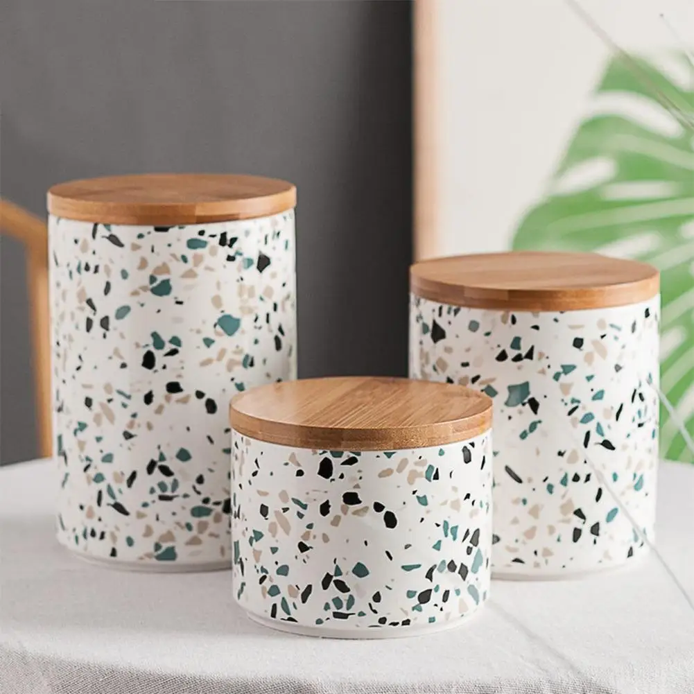 

Creative Sealed Storage Bottle Ceramic Jar Candy Glass Jars Tea Box Storage Food Grains Container Kitchen Spice Organization Can