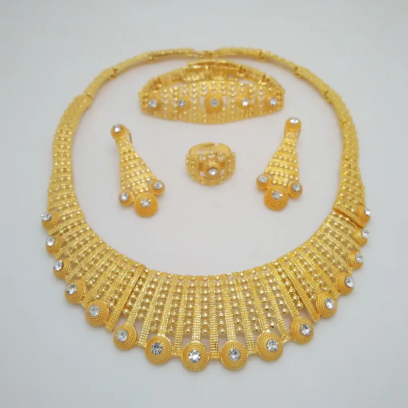 Billig Dubai gold schmuck sets für frauen große Halskette afrikanische perlen schmuck set Frauen Italienischen Braut Schmuck Sets Hochzeit Zubehör