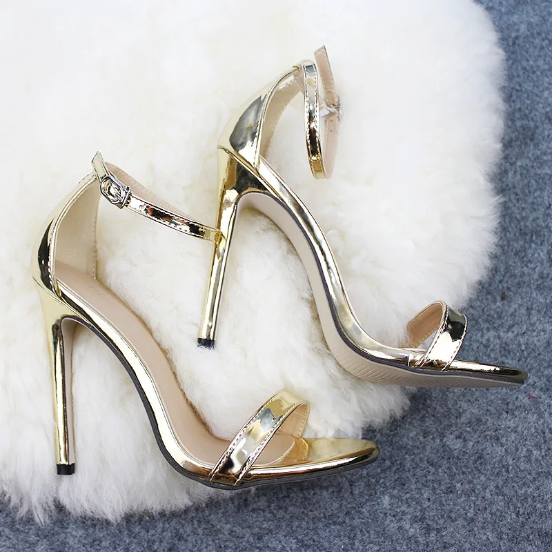 Женские Босоножки на каблуке 12 см туфли на высоком каблуке свадебные туфли золотого и серебряного цвета босоножки на высоком каблуке размеры 43 босоножки золотого и серебряного цвета ZL-300-7