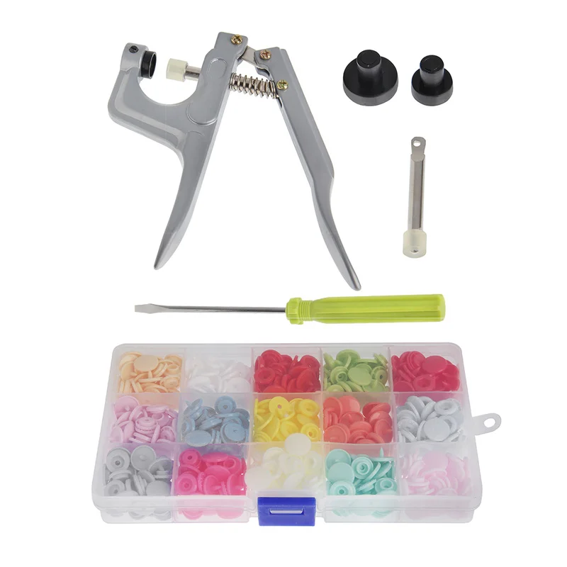 

U Shape Fastener Snap Button Press Stud Cloth Button Press Machine Sewing Tool Snap Pliers KAM Button + 150 Set T5 Plastic Resin