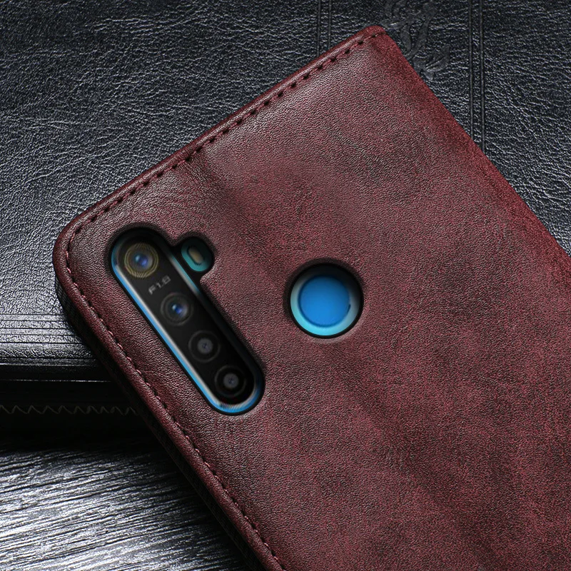 Для Oppo Realme 5 Чехол RMX1911 роскошный Флип PU кожаный чехол для Realme5 винтажный Ретро кошелек чехол с отделением для карт чехлы