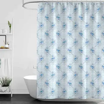 

Shower Curtains for Bathroom stall Light Blue,Classical Shabby Chic Ornaments Roses Victorian Bridal Antique Romantic