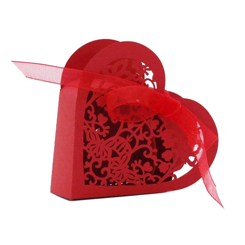 

Lot of 20 Candy Box Heart Candy Paper Box Gift Box for Wedding Party - Red
