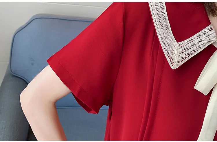Maternity Tops Black Red Plus Size Summer Postpartum Women Lactation Shirts Sweet Turn-Down Collar Bow Maternity Breastfeeding Blouses Nursing