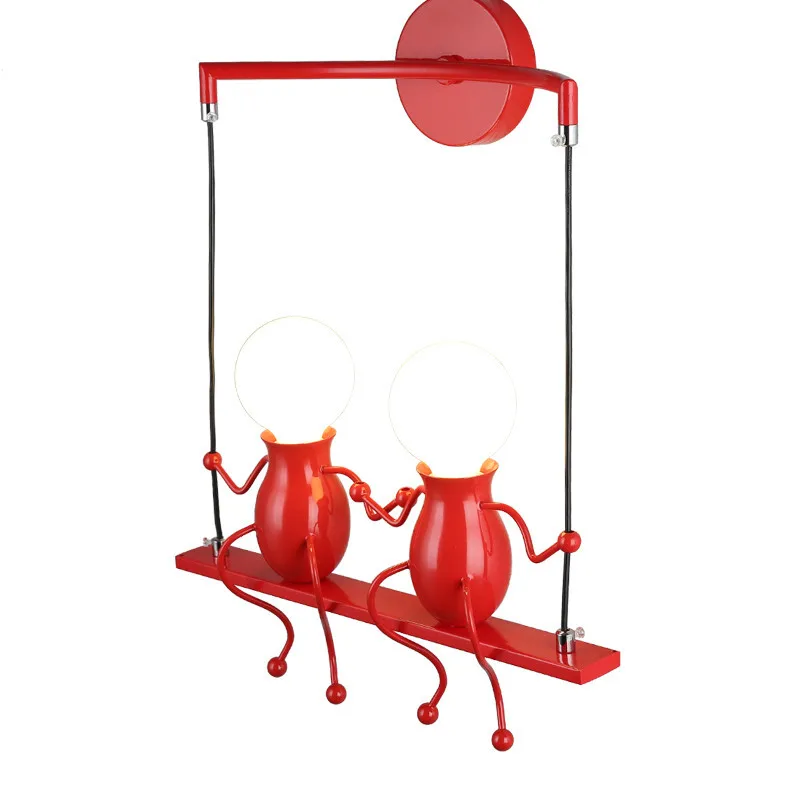 

American Country Creative Iron Art LED Wall Lamp Retro Bedroom Bedside Aisle Cartoon Robot Wall Light for Children Room Luminair