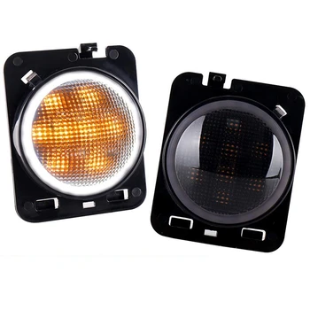 

LED Side Marker Lights White DRL Amber Fit for 07-17 Jeep Wrangler JK JKU Fender Signal Parking Lights