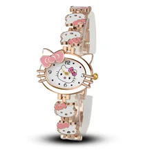 Часы Hello Kitty для детей изящное нижнее белье с принтом из мультиков для девочек часы кварцевые браслет наручные часы Детские часы Relogio Infantil Montre Enfant подарки