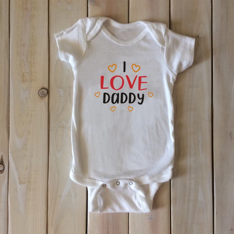 Одежда для маленьких девочек с принтом «I Love Daddy» Летний Детский комбинезон из хлопка для новорожденных повседневный комбинезон с