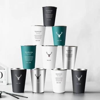 

Industrial Style 304 stainless steel cup domestic beer cup falling proof cup ins milk tea coffee cold drink cup straw cup