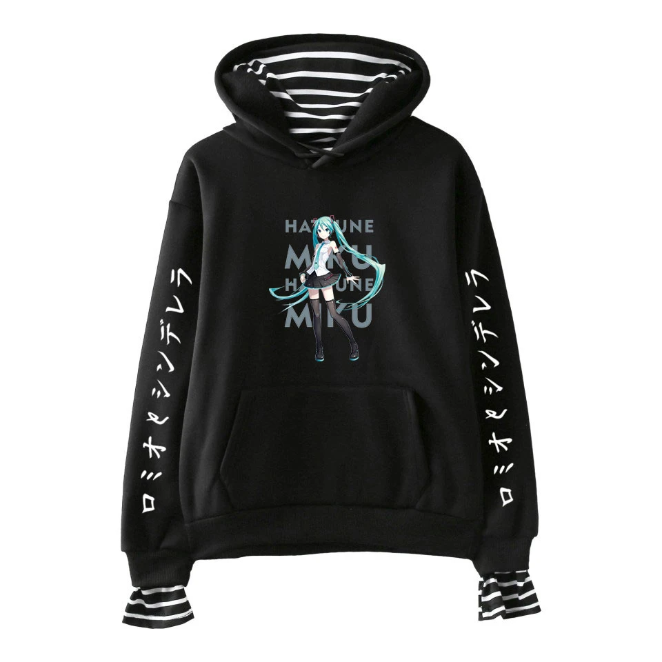 Hatsune Miku поддельные два предмета толстовка с капюшоном модные повседневные женские толстовки с капюшоном; сезон осень-зима эксклюзивная одежда в стиле хип-хоп 2XL