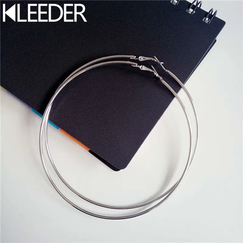 KLEEDER большой 6 см серьги кольца серебряный позолоченный металл панк Круглый