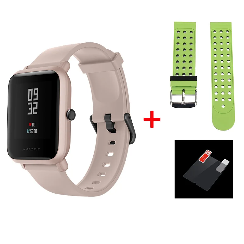 Смарт-часы Amazfit Bip Lite английская версия Huami Amazfit Bip LITE Мужские часы 45 дней Срок службы батареи 3ATM водонепроницаемые часы - Цвет: pink and green