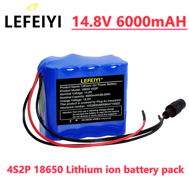 14.8v 6.0a 18650 Lithium Battery Pack 4s2p 6000mah Built-in 10a Bms For  Bluetooth Speakers And Night Fishing Lights - Battery Packs - AliExpress