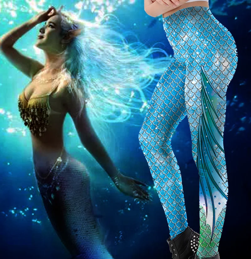 

Women Colorful Fish Scales Printed Sport Leggings Galaxy Mermaid Leggins Girls Workout Fitness Shiny Trousers Plus Size Pants