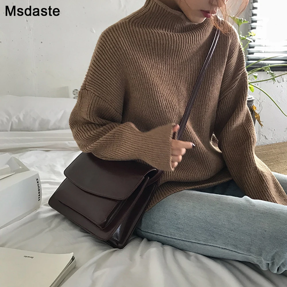 

Autumn Winter Women Sweaters Brief Style Solid Turtleneck Warm Woman Sweater Pullovers Womens 2019 Knitted Female Top