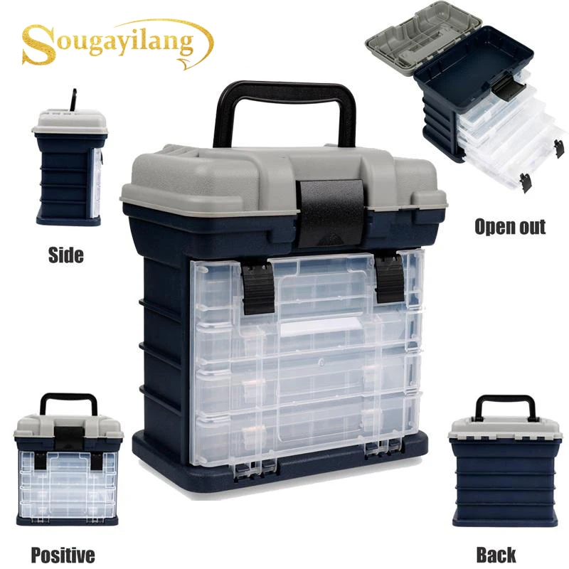 

Sougayilang Top Quality ABS Fishing Tackle Box Strong and Durable 4 Layers PVC Water Resistant Multi-function Fishing Tackle Box