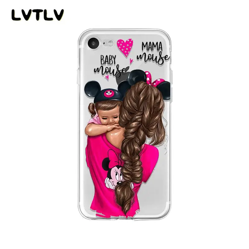 Fashion Black Brown Hair Baby Mom daughter Girl Son Dad