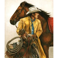 Набор для алмазной живописи «сделай сам» из денима и коня, кристальная алмазная живопись, круглая квадратная картина для украшения дома, по...(China)