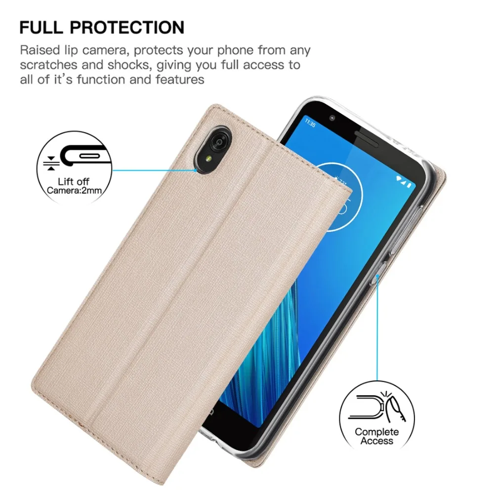 Для Motorola Moto E6 Чехол Кожаный Фолиант раскрывающийся чехол с подставкой и кредитными слотами для Moto E6