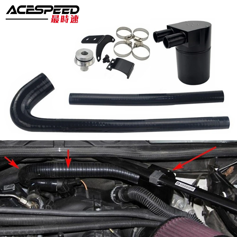 Black Baffle Oil Catch Can Tank For Bmw F30 F32 F36 320i 328i N20 N26 Engine With Radiator