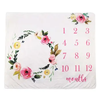 

Baby Milestone Blanket Newborn Photo Background Infants Monthly Growth Towel Soft Swaddle Wrap For Infant Photography Props
