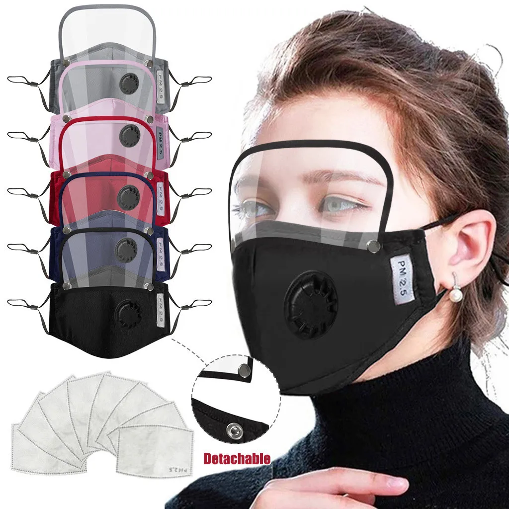 Face Mask Adults Unisex Outdoor Dustproof Mask Face Protective Eyes Shield Filters Washable Reusable