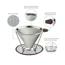 

Pour Over Coffee Dripper Steel Coffee Filter Removable Dripper Reusable Cone Filter With Coffee Stand Dripper Y2Y6