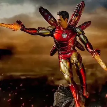 

26cm New Movie Avengers Endgame Iron Man MK50 Face changing Statue Action Figure collection gift