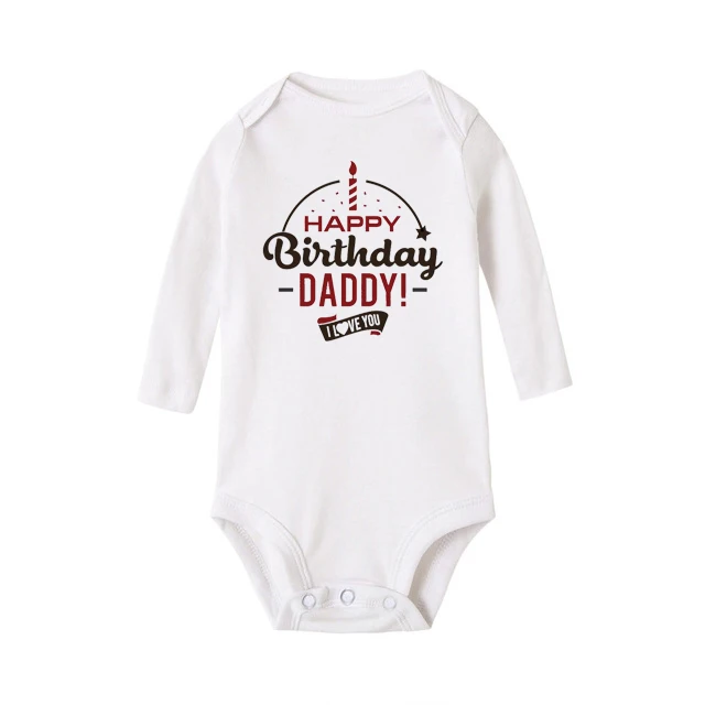 Боди для новорожденных с надписью «Happy Birthday Daddy»; хлопковый комбинезон с длинными рукавами для маленьких мальчиков и девочек; боди для малышей; комплект одежды - Цвет: A4