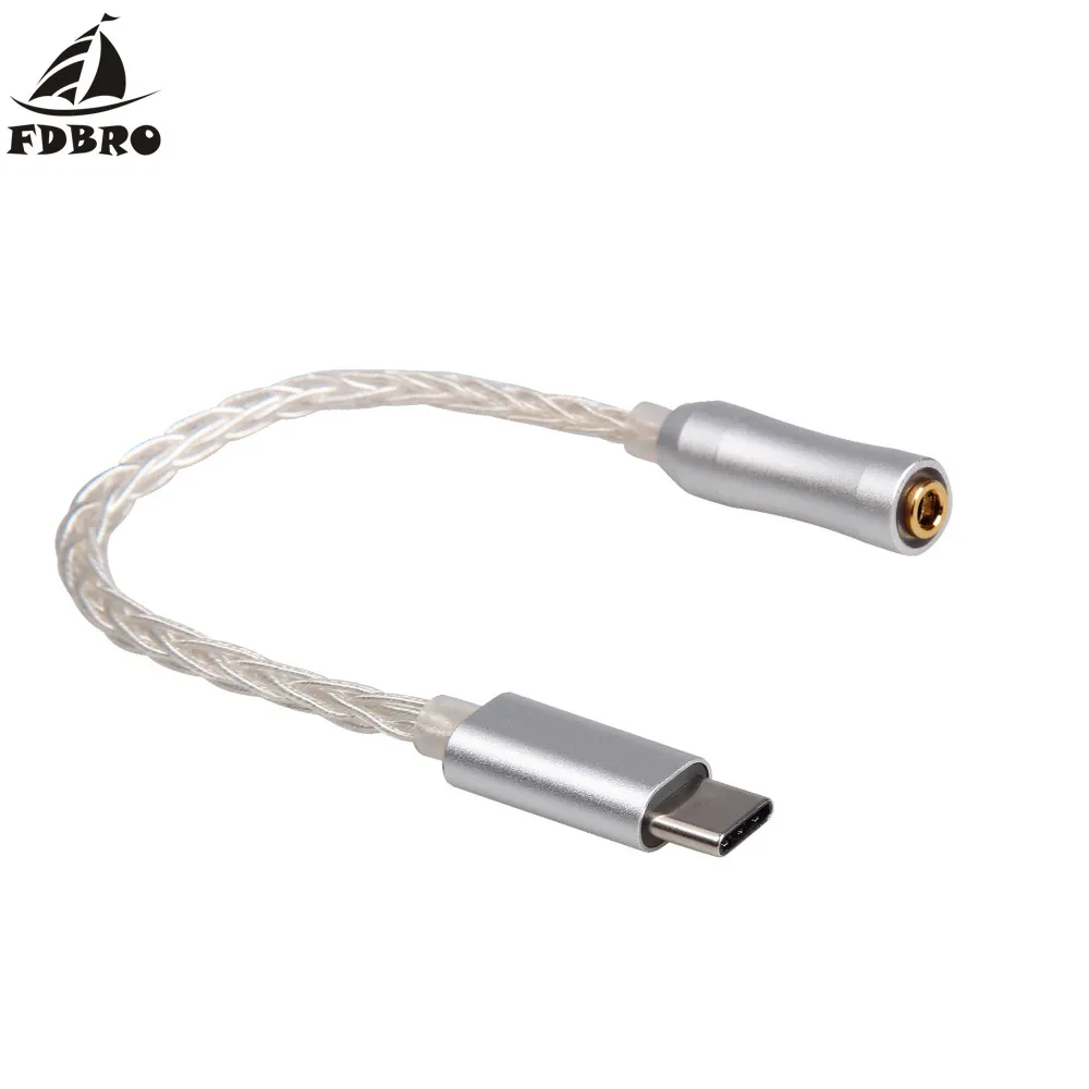 

FDBRO Type-C Plug To 2.5 /3.5/4.4mm Balanced Audio Adapter Male Conversion Cable Earphone 8 Core Silver-plated Conversion Cable