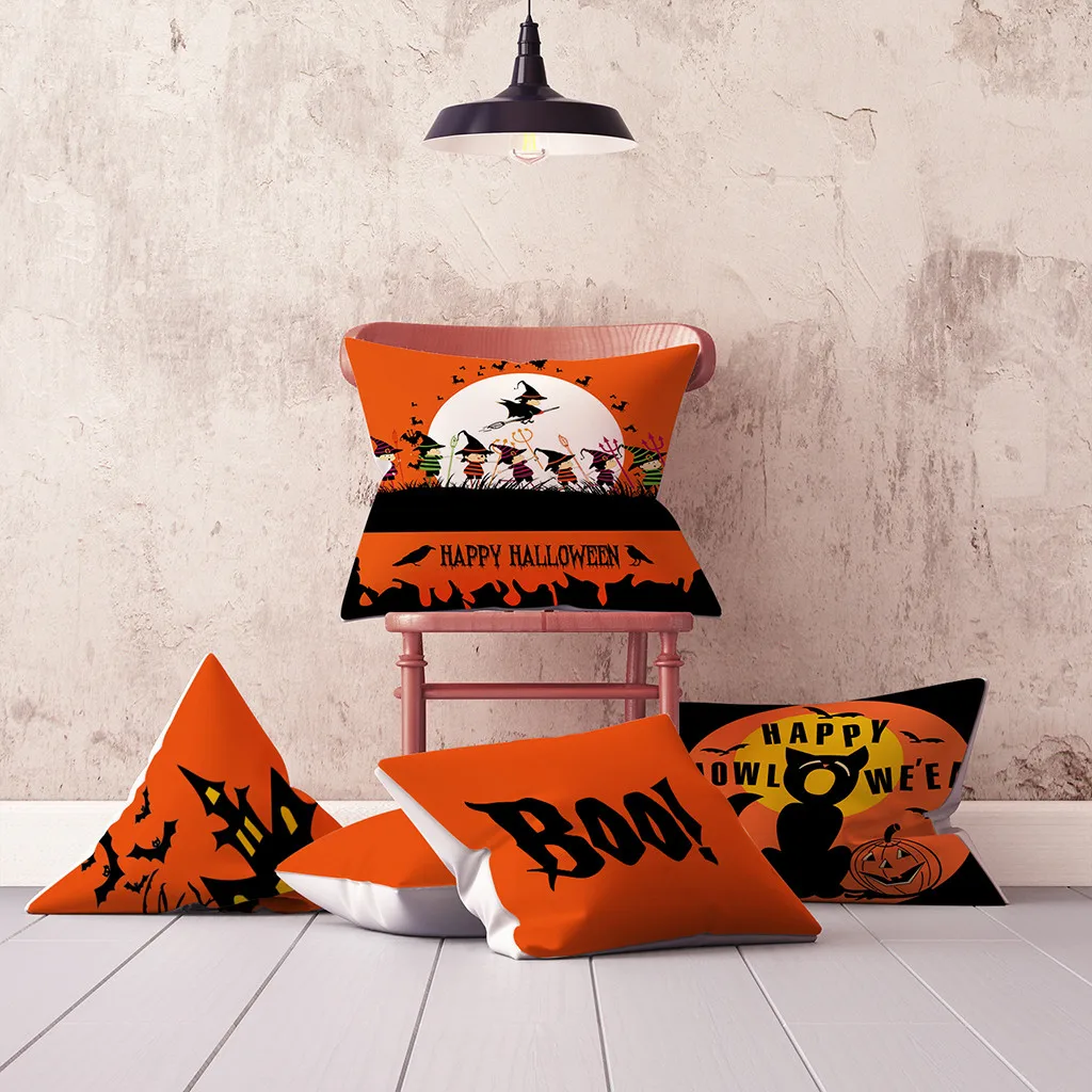 

2019 Newest Halloween Pumpkin Throw Pillow Cover Pillowcases Decorative Cover Square 45cm*45cm Decorative Pillow Cases For Home