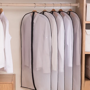 

6pcs Practical Dress Coat Clothes Wardrobe Black Side Zipper Breathable Dust-proof Covers Clear Garment Storage Bags
