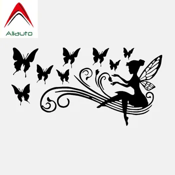 

Aliauto Creative Car Sticker Fairy Butterfly Vinyl Personalized Accessories PVC Decal Black/Silver for Mercedes Honda,17cm*8cm