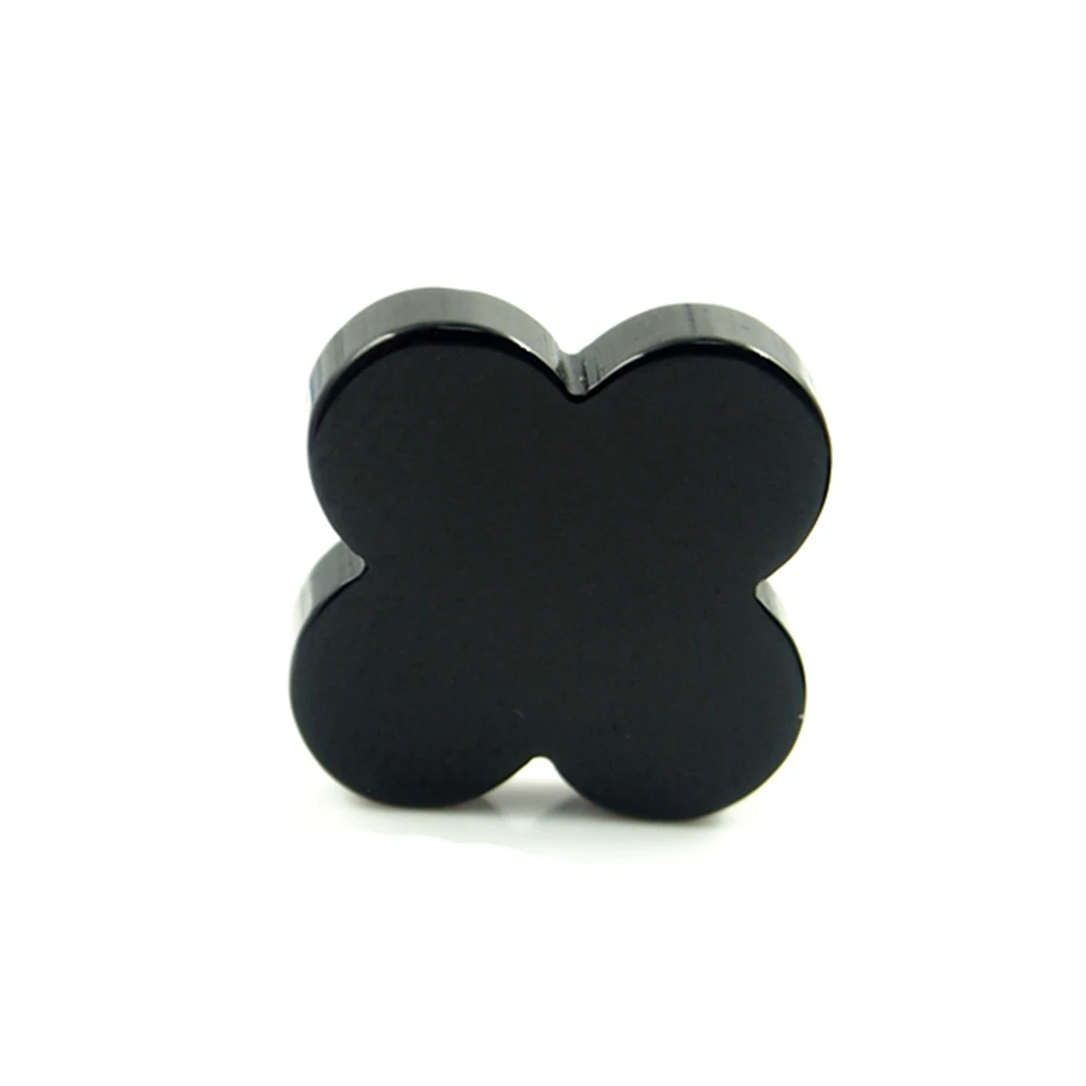 

6*6 mm 50 Piece/a lot Four-leaf clover Black Onyx agate Loose gemstone for brand jewelry