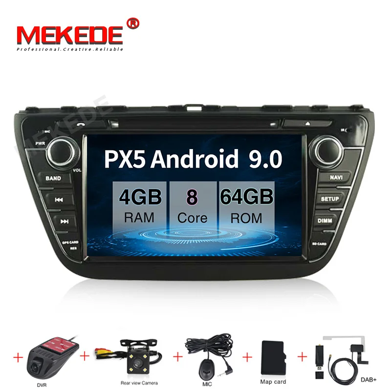 4+ 64G Android 9,0 автомобильный DVD для Suzuki SX4 S Крест Авто Радио RDS стерео gps навигации Аудио Видео Rear Cam - Цвет: 64G camera DVR DAB