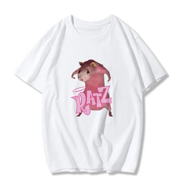 RATZ animal kawaii summer femme t shirts Short sleeve harajuku Loose pink tees shirt Streetwear gothic