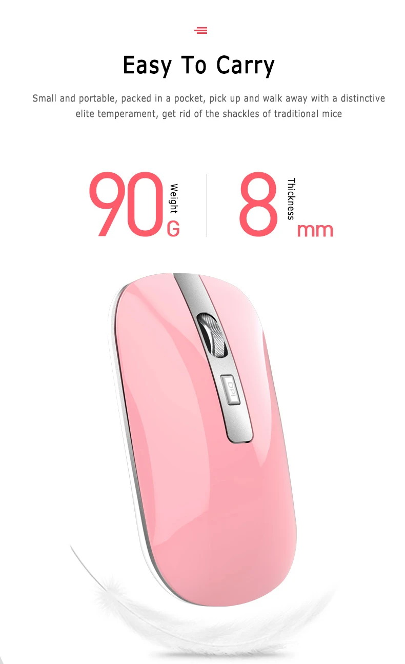

Ultra-Thin Silent Mouse 2.4G Wireless Bluetooth 5.1 Rechargeable Mouse Charging Dual Mode with USB Receiver for Computer Laptop
