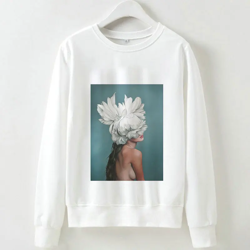  New 2019 Hoodies Sweatshirt Autumn Winter Hoodie Long-Sleeved Fleece KPOP Vogue Harajuku Flower Fea