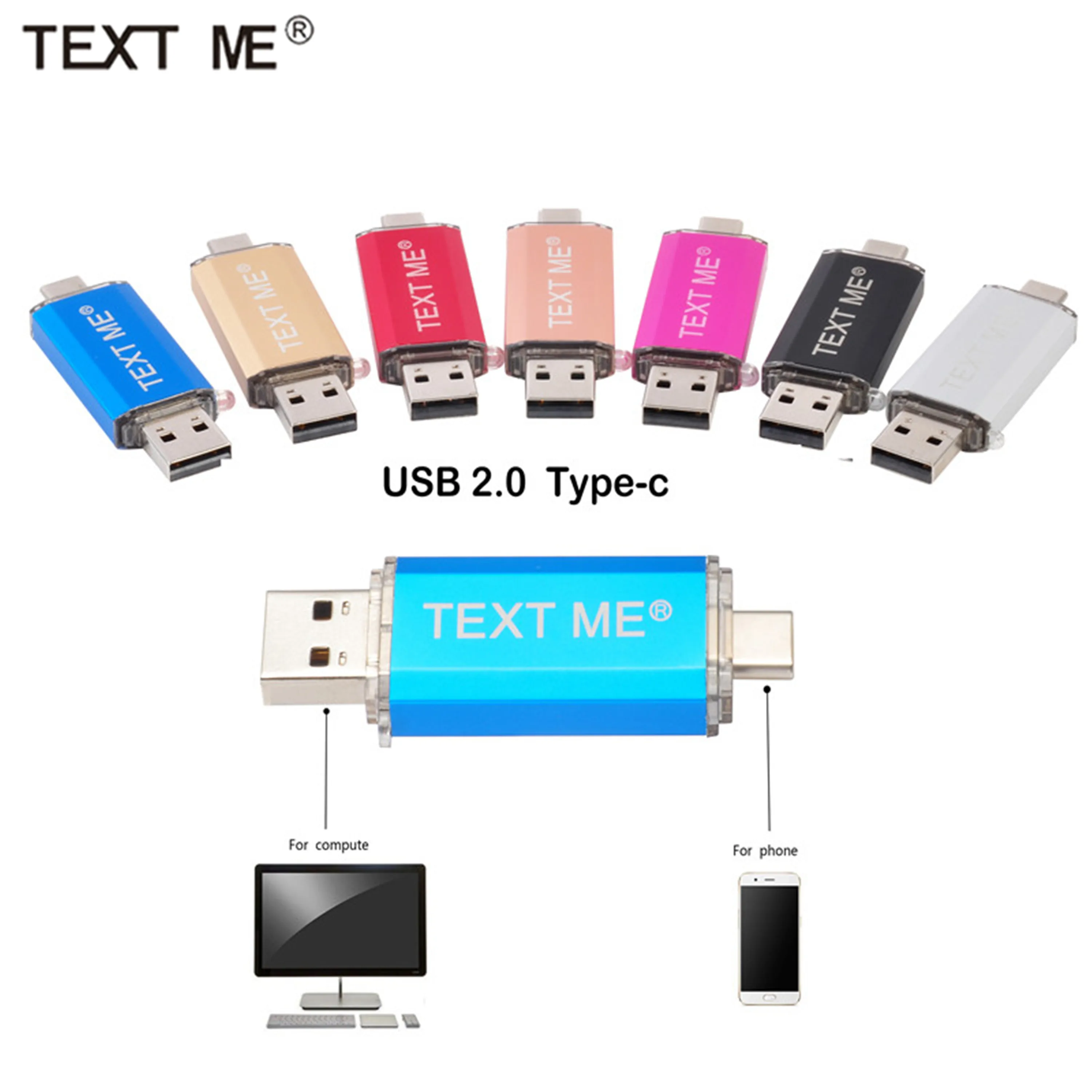 USB флеш накопитель TEXT ME creative Type C 4 ГБ 8 16 32 64 2 0|USB флэш-накопители| |